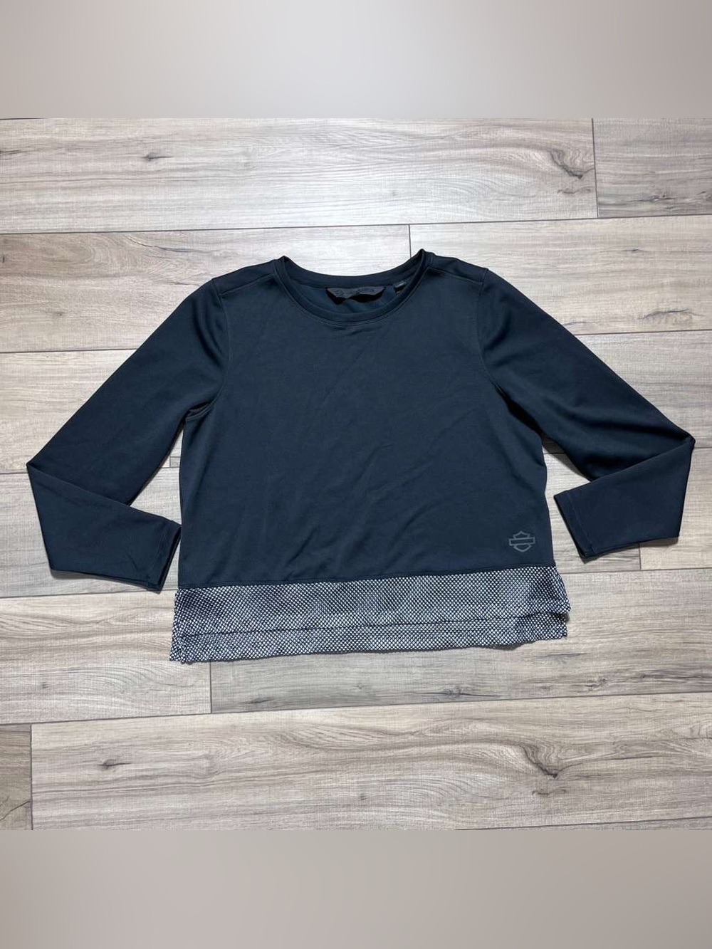Harley Davidson Womens Moto Jersey Knit Cordura Fabric Long Sleeve Top XL Black